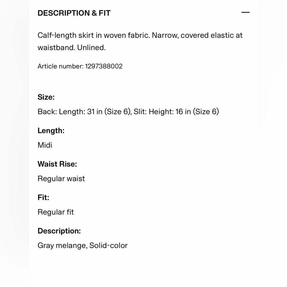 H&M‎ Gray Skirt Set
